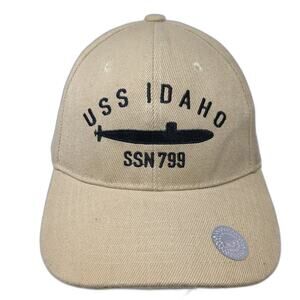 USS Idaho SSN 789 Strapback Baseball Cap Beige One Size Adjustable Direct Caps